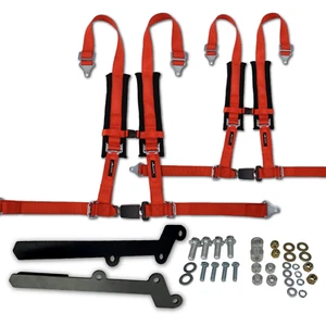 KRX 1000 RED 4 Point Harness-with Mounting Brackets (2 Seat) Sold as a Pair (RED - Picture 1 of 4