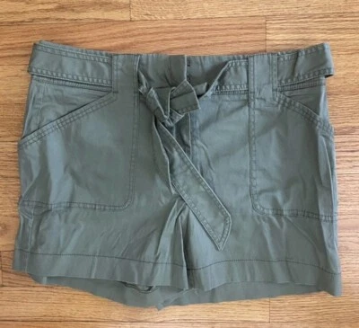 Pantalones Cortos Casa Blanca Mercado Negro Para Mujer 10P Verde Militar 4" Cintura Atada NUEVOS CON ETIQUETAS WHBM Foto 1 de 4