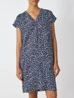 John Lewis Tunic Dress Size 12 Navy Blue Inky Spot Kaftan V Neck Linen