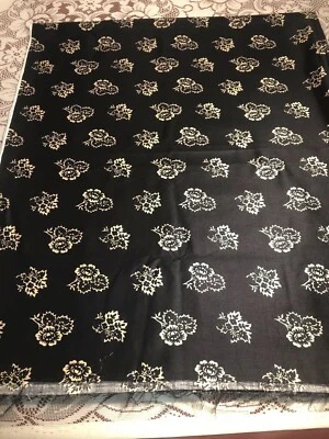 ¿Nuevo tacto satinado mezcla algodón/rayón? tela 208”L x 44”W negro/bronceado estampado floral Foto 1 de 4