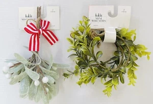 Set Of 1 Mistletoe & 3 Mini Olive Wreaths - Picture 1 of 5
