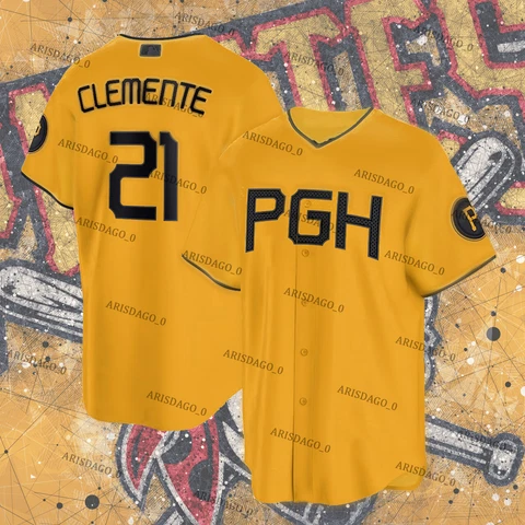SALE!!! Roberto Clemente #21 Pittsburgh Pirates Name & Number Baseball Shirt Cover
