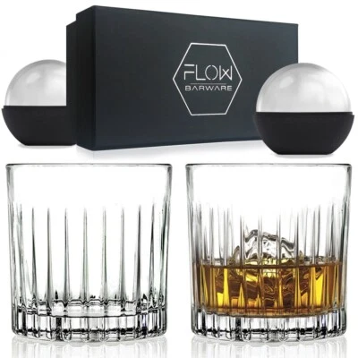 Set Of 2 Crystal Whiskey Glasses Bar Gift Scotch, Bourbon G&T Tumblers BOXED - Image 1 of 4