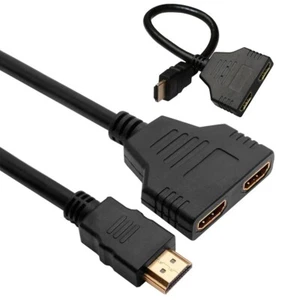 CAVO HDMI 2 USCITE SDOPPIATORE SPLITTER 1 INGRESSO MASCHIO 2 USCITE FEMMINA HD - Foto 1 di 7