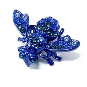 Broche prendedor Joan Rivers azul estrás cristal abeja raro - Imagen 1 de 5