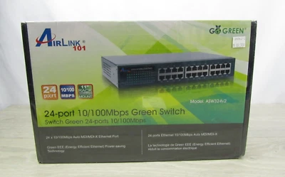Airlink 101 ASW324V2 24-Port 10/100Mbps Green Ethernet Switch, NEW SEALED - Image 1 of 3
