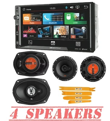 7"  Double DIN Bluetooth USB Car Stereo Radio & JBL 6.5"+ 6"x9" Car speakers - Image 1 of 4