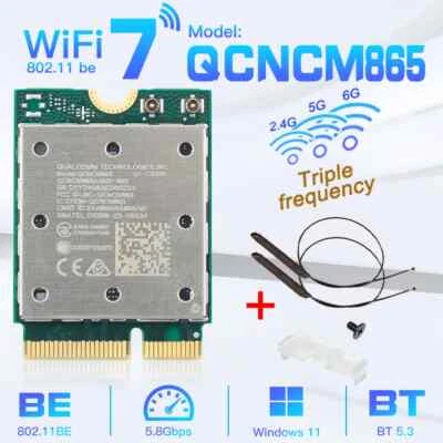 Wifi 7 QCNCM865 M.2 Network Card Bluetooth 5.3 up to 5.8Gbps Better than Wifi 6E - Image 1 of 4