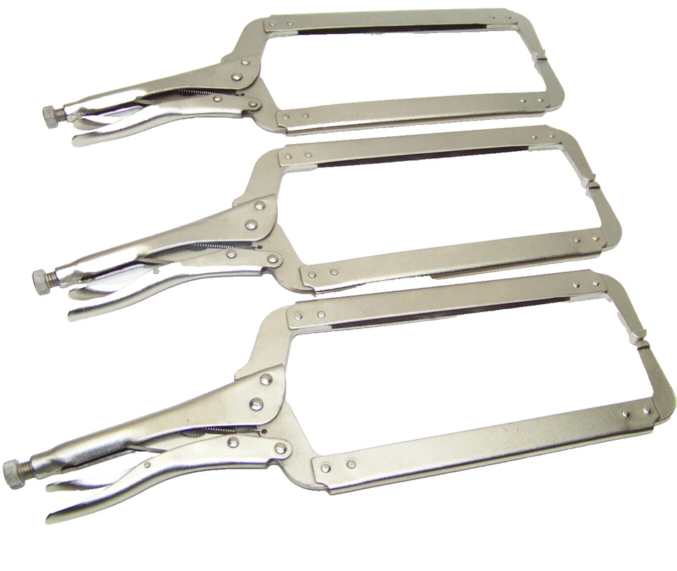3pc 18" Locking C Clamp Regular End Tips Welding Locking Pliers Clamps Tool Set - Image 1 of 1