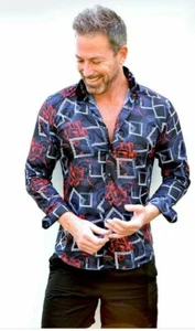 Absolute rebellion Vita Bella Men's long sleeve Italian fashion multicolor shirt - Picture 1 of 3