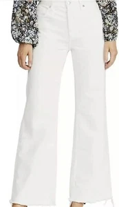 Free People Women’s Size 24x30 Jeans White Out Flare Leg Raw Hem High Waist NWT - Picture 1 of 7