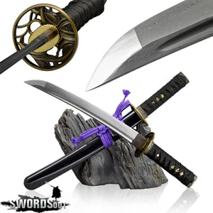 20'' Damuscus Folded Steel Tanto Self-defence Sharp Mini Katana Japanese Sword - Picture 1 of 13