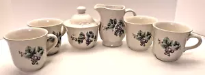 Pfalzgraff Weinrebe Milchkännchen und Zuckerdose mit Deckel und 4 Kaffeetassen - Bild 1 von 13