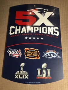 New England Patriots WinCraft “5X CHAMPIONS” 17”x11” Sign Door Wall Art Sealed - Picture 1 of 1