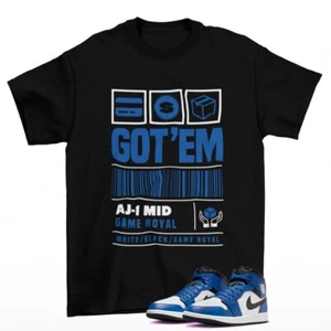 Copped Sneaker Shirt Black to Match Jordan 1 Mid Game Royal DQ8426-402 - Picture 1 of 2