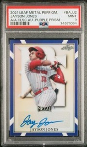 2021 Perfect Game Purple Prismatic AUTOGRAPH 1/25 JAYSON JONES Razorbacks PSA 9