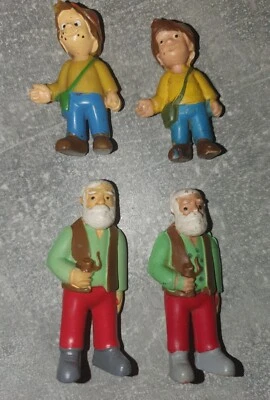 4 alte Kult Figuren Sammler Figuren aus TV Serie "Heidi" 2x Alm Öhi + 2x Peter - Bild 1 von 4