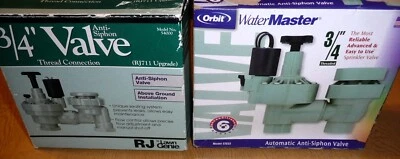 2 Valves---Lawn Genie 3/4"  fpt Anti-Siphon Valve 54000 & Orbit 3/4"  fpt Valve - Image 1 of 4