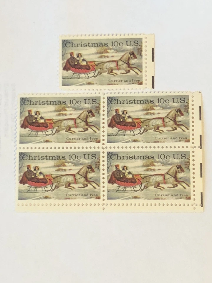 #1551 – 1974 10c Contemporary Christmas: Currier and Ives "Winter Road" - Image 1 of 1