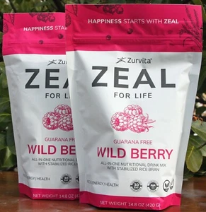 *2-Pack* Zurvita Zeal 30-Day Wellness Bag, Guarana Free Wild Berry - Picture 1 of 3