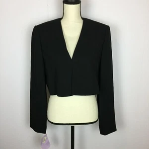 Chaqueta Blazer Recortada Nueva con Etiquetas Vista Previa Colección Talla L Mujer Negra Manga Larga - Imagen 1 de 11