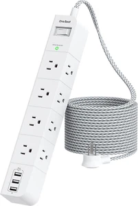 10 Ft Extension Cord, Power Strip with 8 AC Outlets and 3 USB Ports - Picture 1 of 12