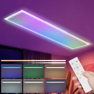 Lámpara de Techo Panel LED RGB Incorporada 24W 100x25 Lámpara de Techo Regulable Salón - Imagen 1 de 9
