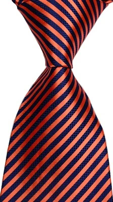 Nueva Corbata Clásica Rayas Naranja Azul JACQUARD TEJIDA 100% Seda Para Hombre Foto 1 de 2