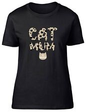 Personalised Cat Mum Animal Pattern Fitted Womens Ladies T Shirt Gift