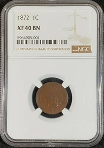 1872 Indian Head Cent NGC XF40 BN 5964905-001 Exquisite Coin Rare - Picture 1 of 12