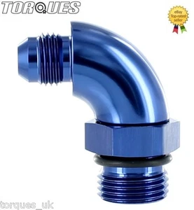 AN -6 (-6 AN) to ORB-8 ( AN-8 3/4" UNF) O-Ring Boss 90 Degree Full Flow Adapter - Picture 1 of 1