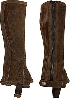 Perri's Reitsport Reiten Reißverschluss Halbchaps braun Leder XXL NEU $50 - Bild 1 von 4