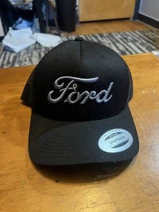 New Ford Embroidered Snap Back Trucker Style Mesh Black Hat - Picture 1 of 4