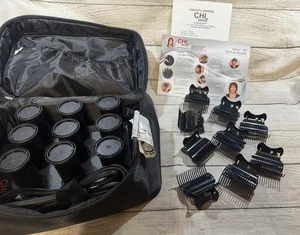 CHI Smart Magnify Ceramic 1.25” Hot Rollers Hair Curlers 9 Clips & Travel Bag - Picture 1 of 5