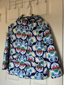 Hanna Andersson Ikat Puffer Jacket Coat Zip Button Hooded Girls 130 US 8/10 - Picture 1 of 10