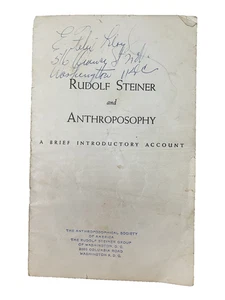 Rudolf Steiner & Anthroposophy Booklet Washington D.C. Vintage - Picture 1 of 5
