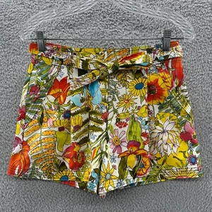 Marie Oliver Shorts Damen 2 grün Blumen Gürtel hoher Bund Reise Boho Shorts - Bild 1 von 10