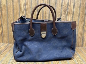 Borsa vintage Dooney & Bourke firmata doppio manico borsa monogramma blu - Foto 1 di 9