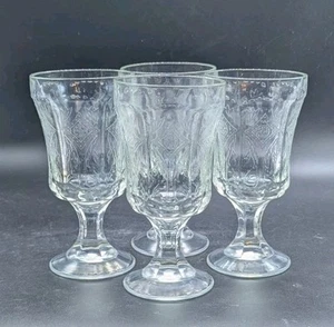 Four (4) Vintage Indiana Glass Footed Goblets Federal Madrid Recollection - Picture 1 of 8
