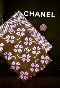 CHANEL Dark Purple Interlock CC Button Replacement With Fabric Sample - Picture 1 of 3