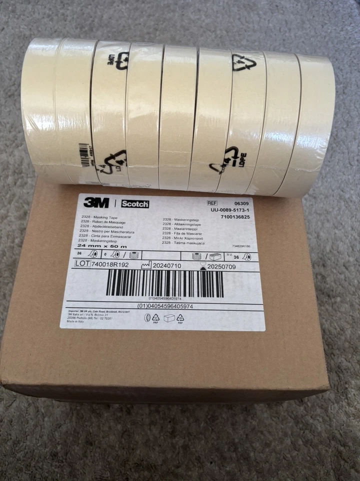 3M Scotch Automotive Masking Tape -24mm x 50m 9 Rolls Car Detailing TOP QUALITY - Image 1 of 1
