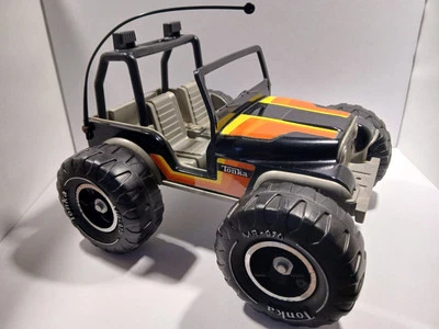 Vintage Tonka 4x4 Jeep W/ MR-970 Removable Tires Black Red Orange Yellow Stripe - Image 1 of 4