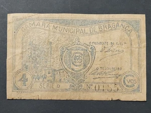 PORTUGAL EMERGENCY PAPER MONEY CAMARA MUNICIPAL DE BRAGANÇA 4 CENTAVOS Notgeld - Picture 1 of 4