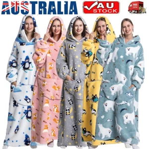 Oversized Adult 1.4m Long Hooded Blanket Hoodie Ultra Comfy Sweatshirt Fleece AU - Picture 1 of 33