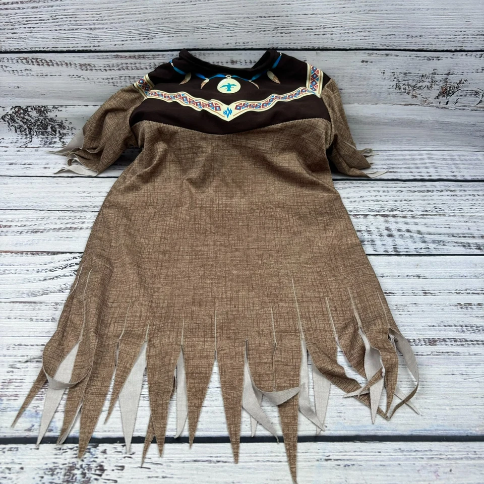 Tribu India 1 pieza Niño Pequeño Halloween Disfraz Camisa Marrón Tostado Azul Rojo Foto 1 de 4