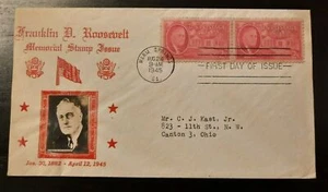 1945 FDC Franklin D Roosevelt Memorial Crosby Cachet Warm Springs GA Canton OH - Picture 1 of 2
