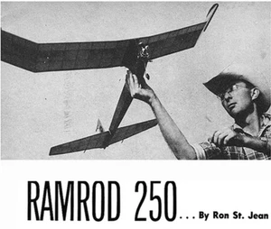 Modell Airplane Plans (FF): RAMROD 250 401⁄2"" WIngspan per 1/2A di Ron St. Jean - Foto 1 di 2