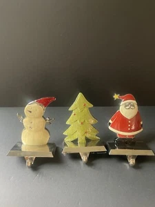 Christmas Stocking Holders Set (3) Santa Snowman Holiday Decor Shelf Sitter - Picture 1 of 5
