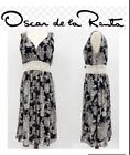 Oscar De La Renta 100% Silk Dress Sz 4 Lace Waist Gathered Ribbon Crinkle