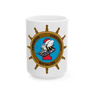 Taza de café blanca ACB 1 Seabee (Marina de EE. UU.) - Imagen 1 de 9